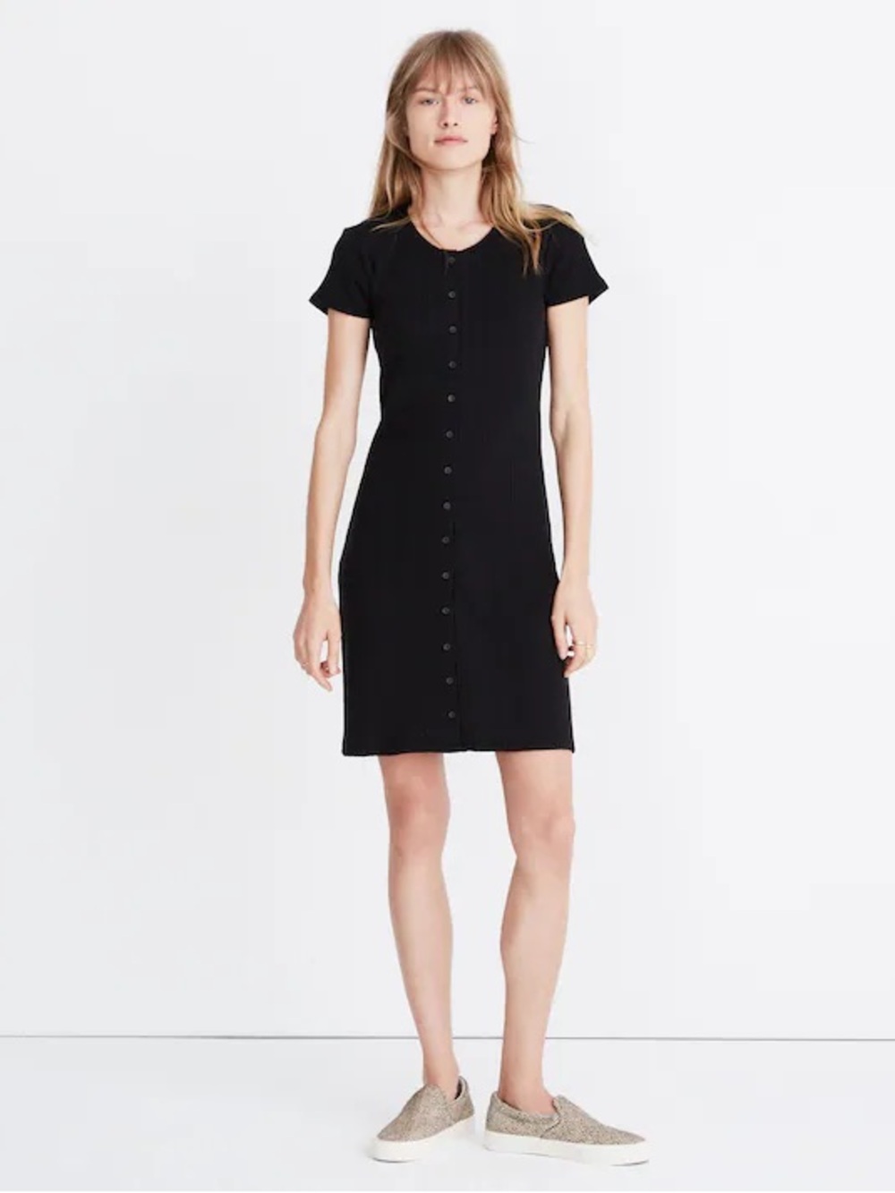 Madewell Button-Front Ribbed Mini Dress